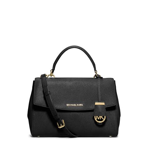 michael kors ava medium satchel black|michael kors opened satchel purse.